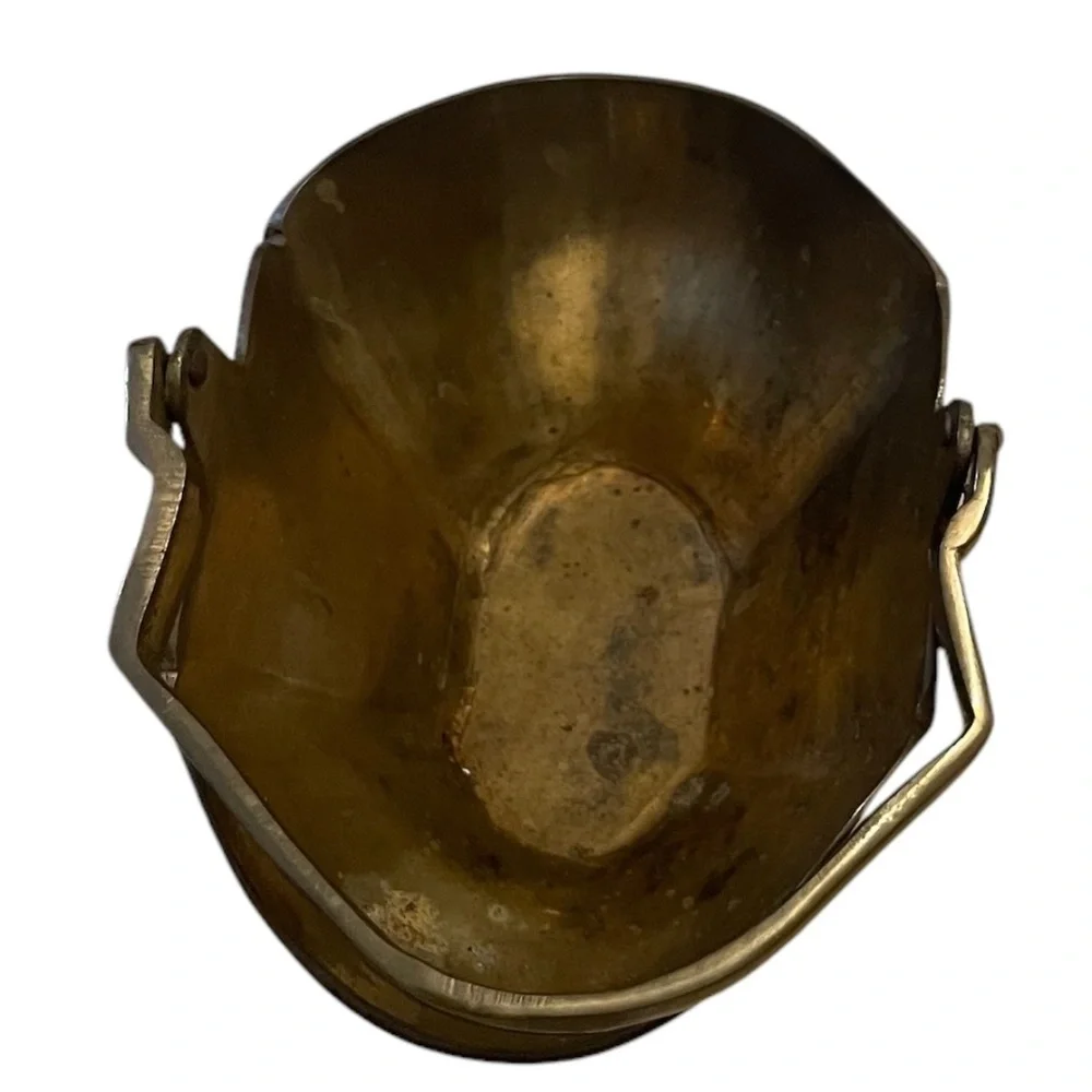 Vintage Art Deco Miniature Brass Basket With Foldable Handle, Gold Tone‎